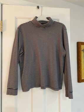 L.L. Bean Dark blue & White Striped Turtleneck